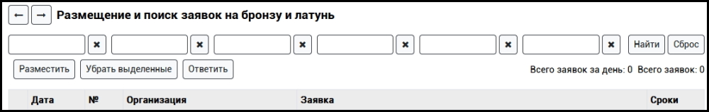 Поиск и размещение заявок и заказов на бронзу